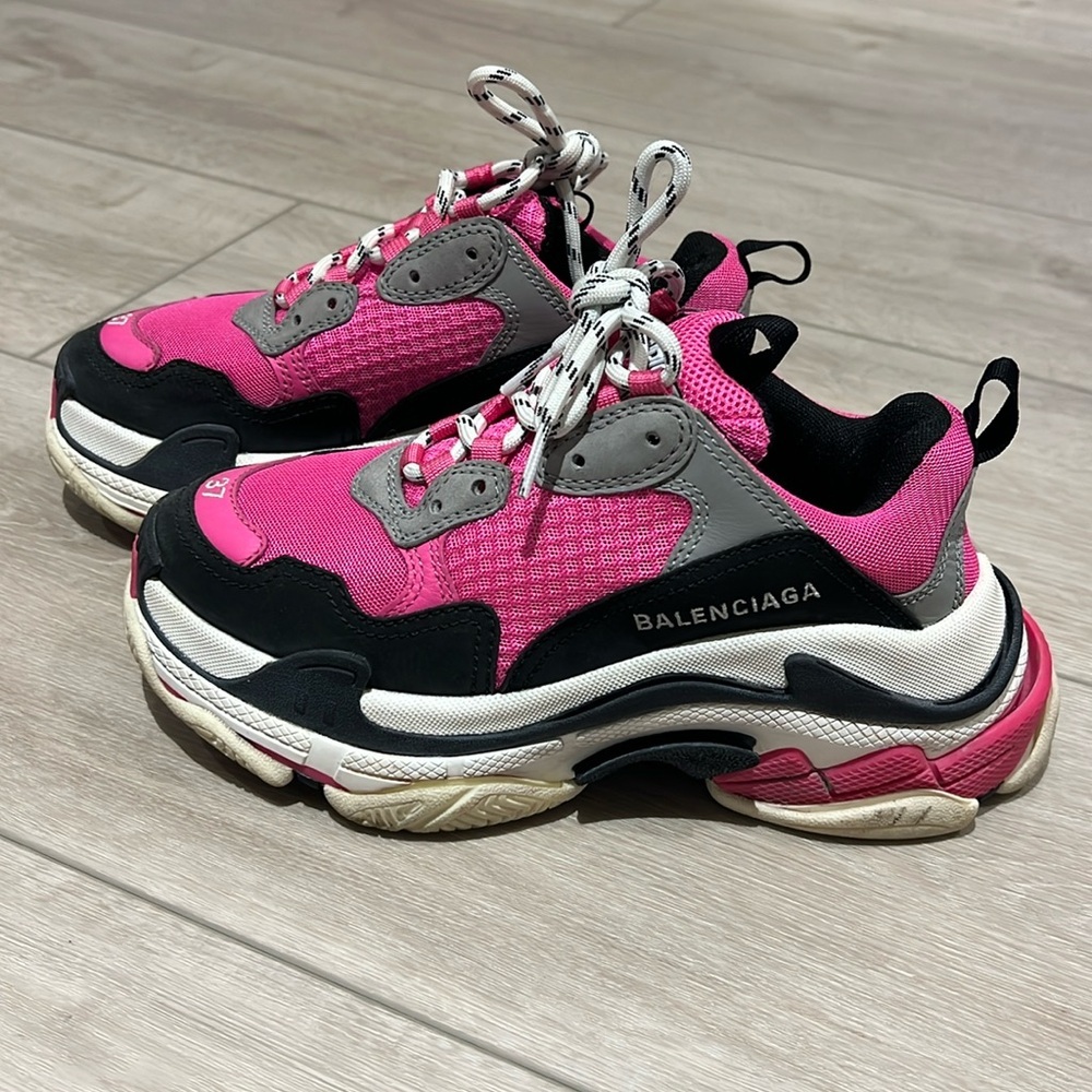 Balenciaga Pink Black Gray Triple S Sneakers
